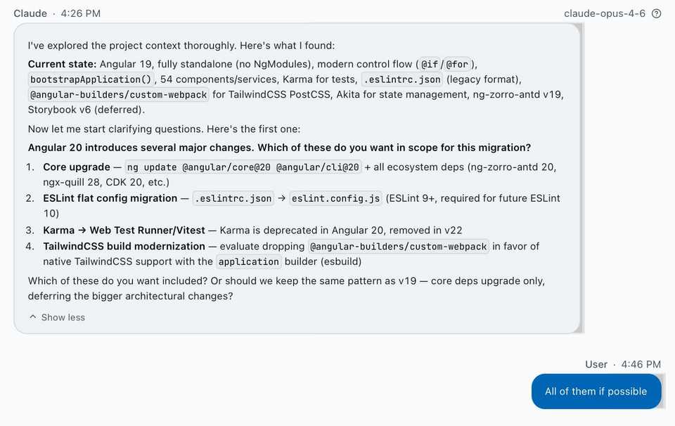 What changed in Angular 20 upgrade