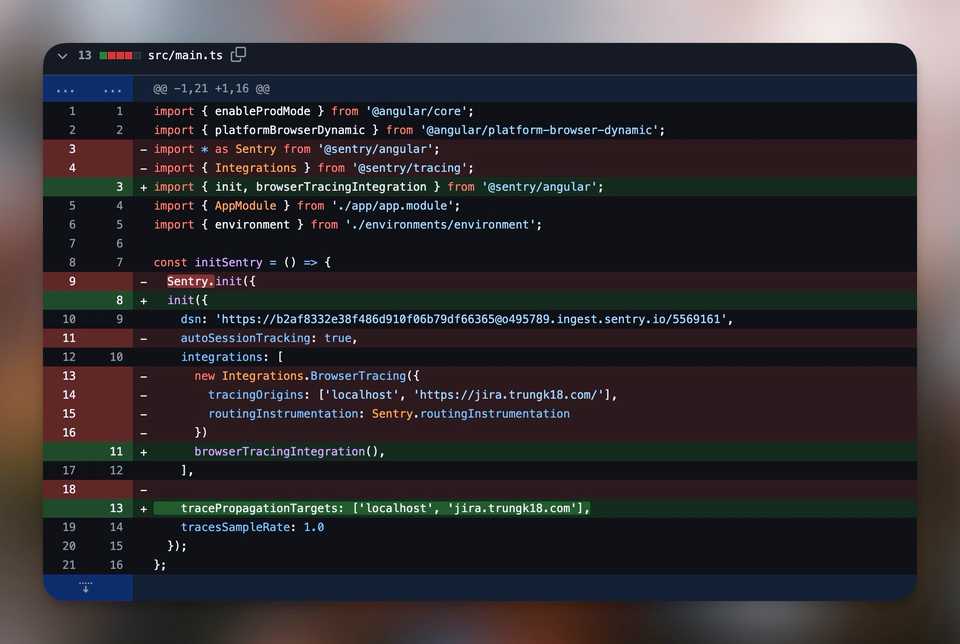 Angular Sentry code