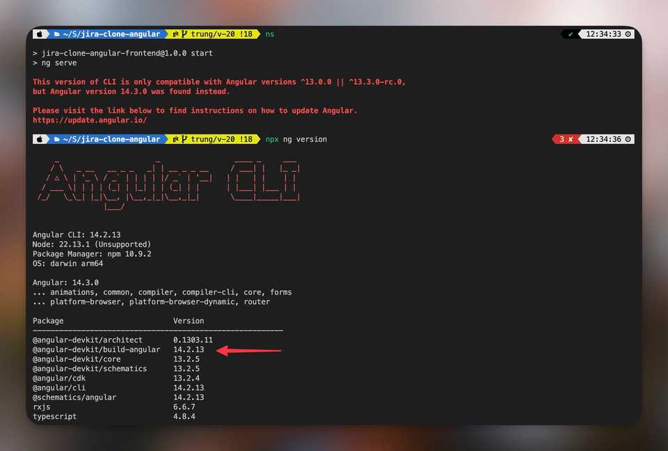 Angular CLI compatibility error