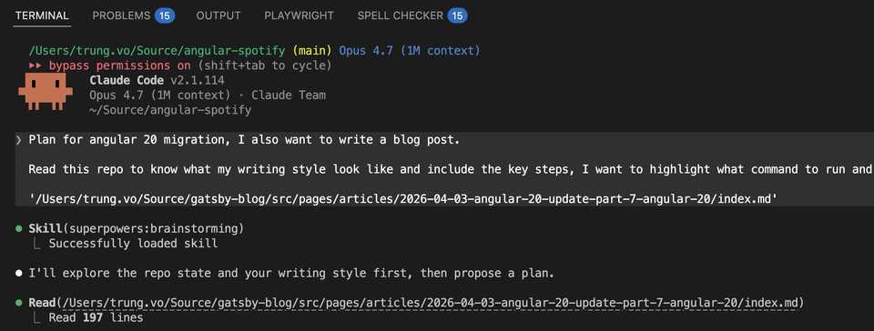 Claude Code planning prompt for Angular Spotify