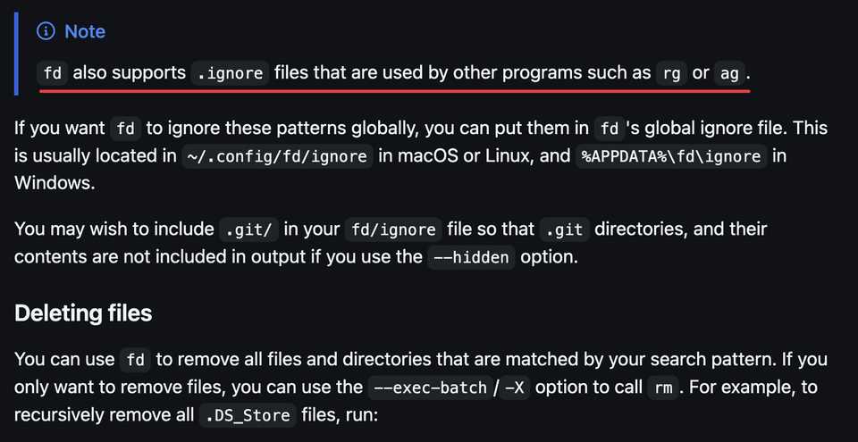 fd respects .gitignore by default