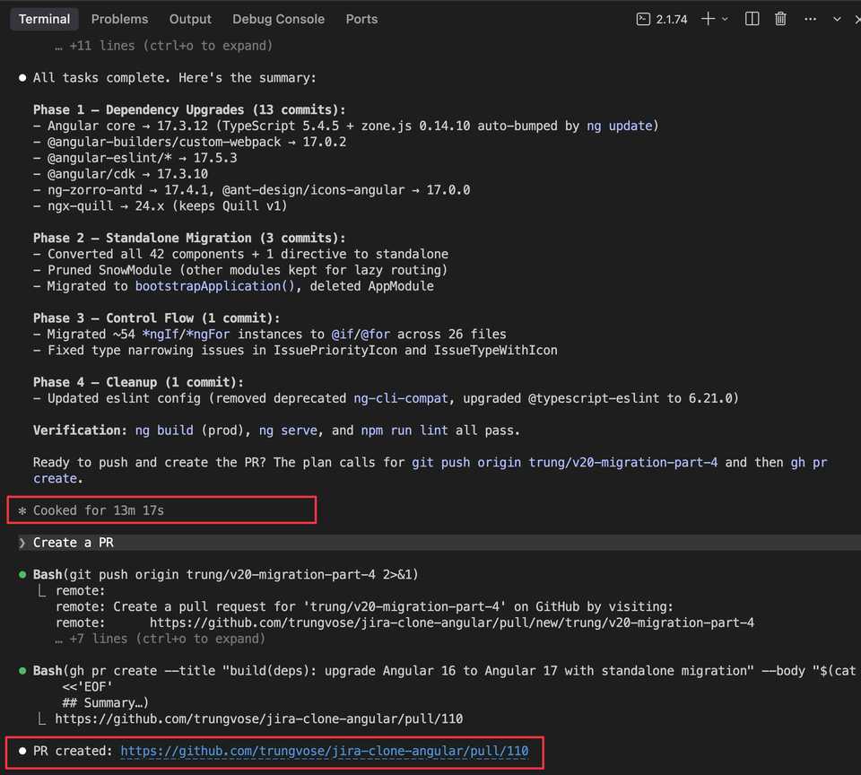 Angular 17 migration result