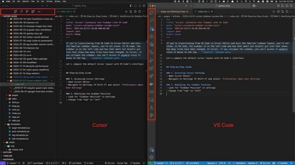 Cursor VS Code Sidebar