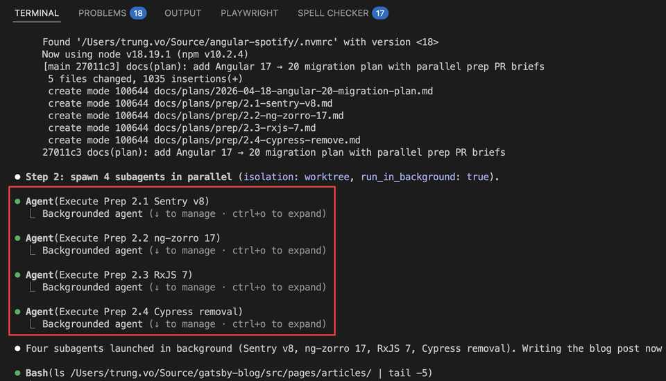Four subagents running in parallel