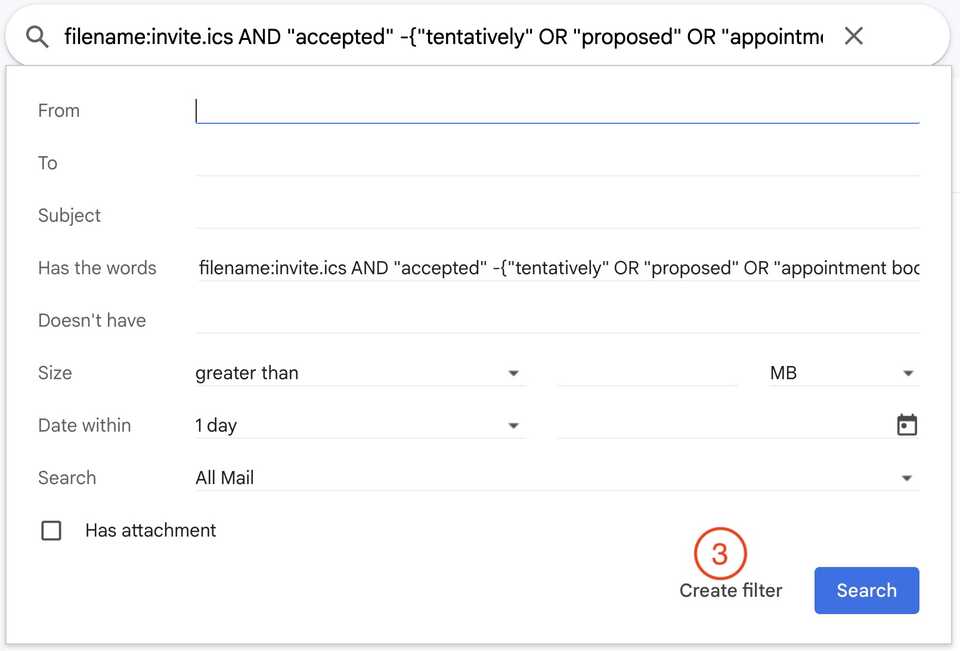 Sharing my go-to Gmail filter to clean up unnecessary Calendar notifications