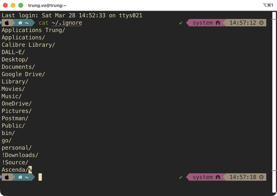 The .ignore file content